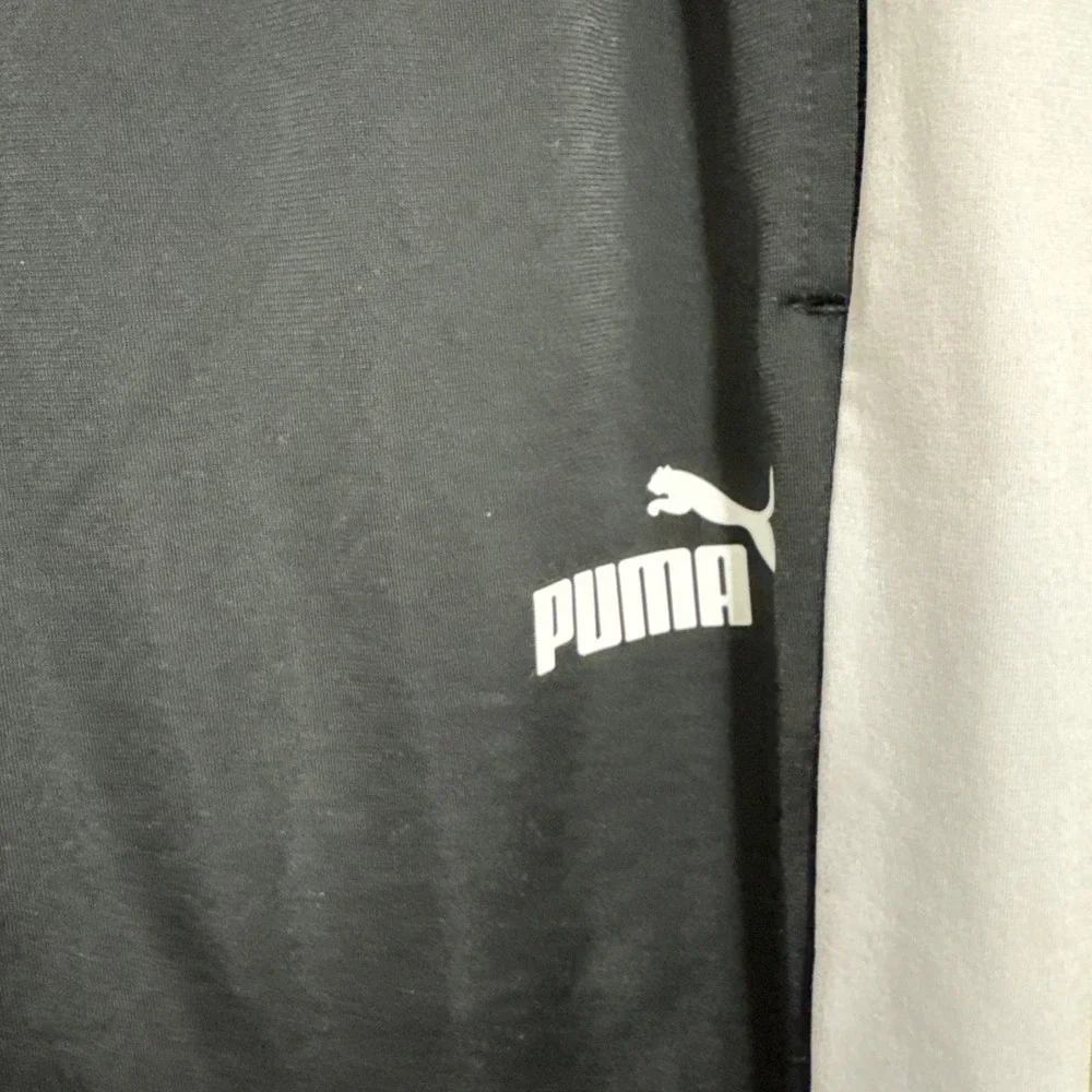 Puma Black Athletic Track‎ Pants White Side Stripe Joggers Mens L